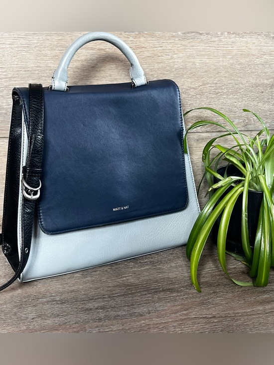 Matt & Nat Handbags - Matt & Nat Navy and Light Gray Two-Tone Top-Handle Satchel